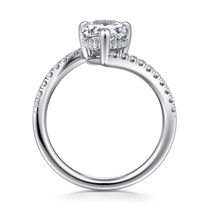 Leina - 14K White Gold Bypass Pear Shape Hidden Halo Diamond Engagement Ring