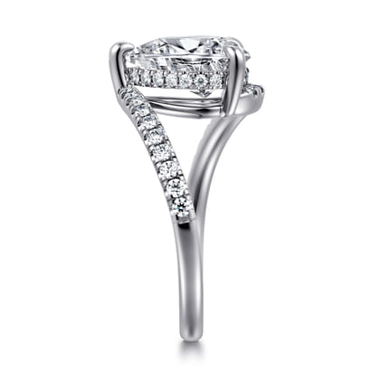 Leina - 14K White Gold Bypass Pear Shape Hidden Halo Diamond Engagement Ring