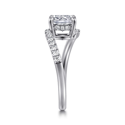 Leina - 14K White Gold Cushion Hidden Halo Diamond Engagement Ring