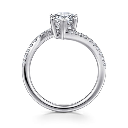 Leina - 14K White Gold Marquise Shape Hidden Halo Diamond Engagement Ring