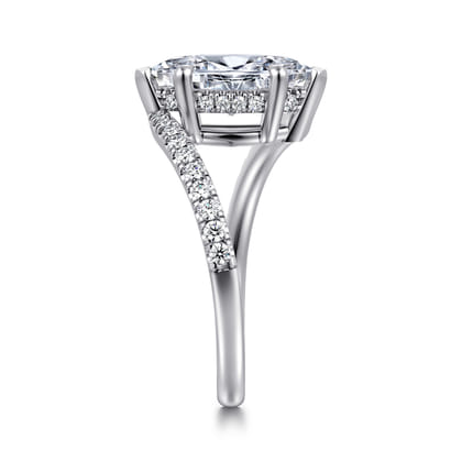 Leina - 14K White Gold Marquise Shape Hidden Halo Diamond Engagement Ring