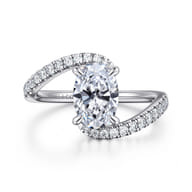 Leina - 14K White Gold Oval Hidden Halo Diamond Engagement Ring
