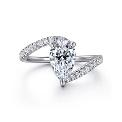 Leina - 14K White Gold Pear Shape Hidden Halo Bypass Engagement Ring
