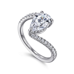 Leina - 14K White Gold Pear Shape Hidden Halo Bypass Engagement Ring