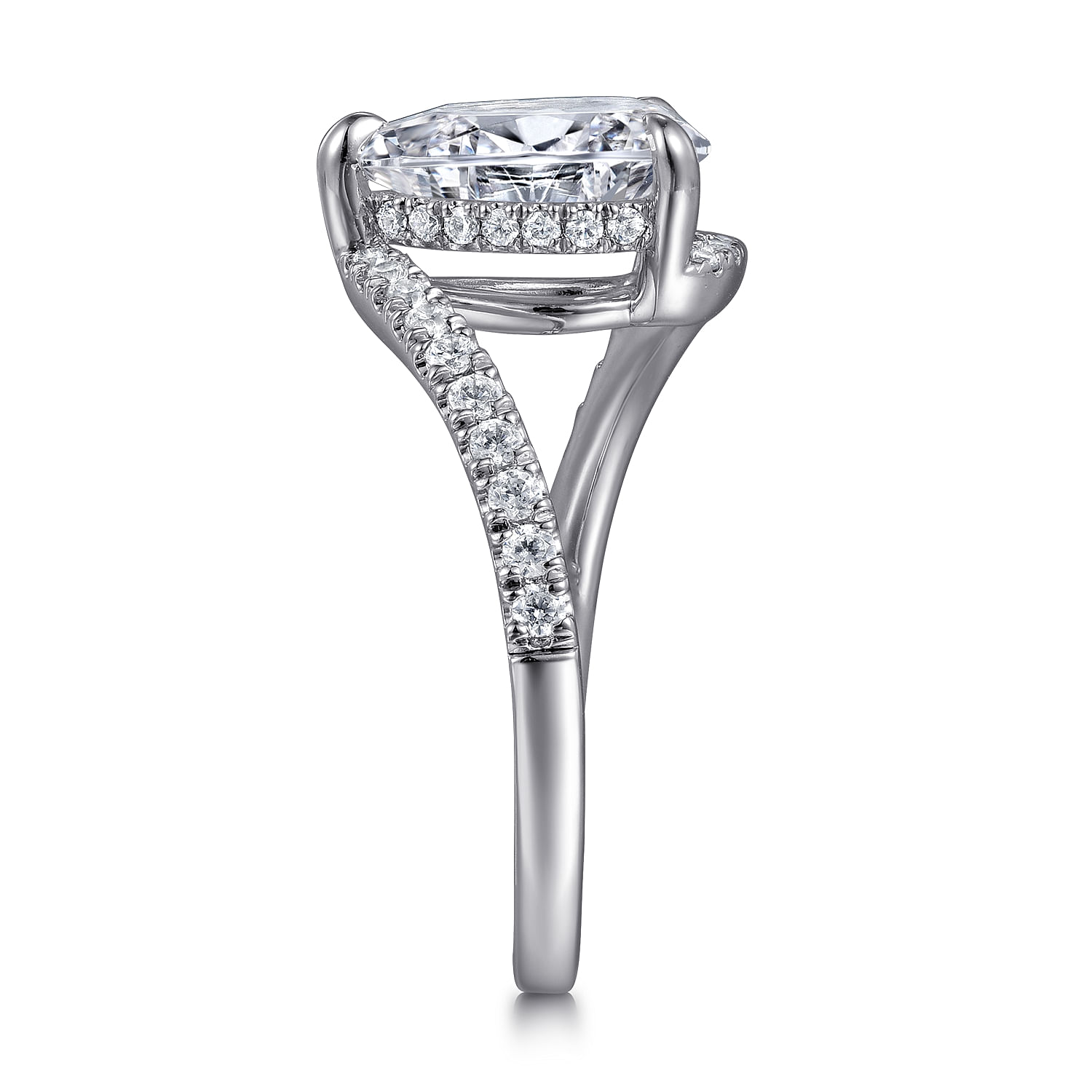 Leina - 14K White Gold Pear Shape Hidden Halo Bypass Engagement Ring