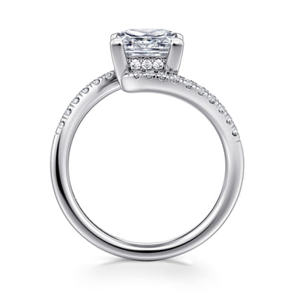 Leina - 14K White Gold Princess Hidden Halo Diamond Engagement Ring