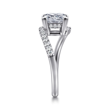 Leina - 14K White Gold Princess Hidden Halo Diamond Engagement Ring