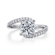 Leina - 14K White Gold Round Hidden Halo Diamond Engagement Ring