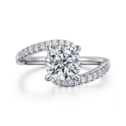 Leina - 14K White Gold Round Hidden Halo Diamond Engagement Ring