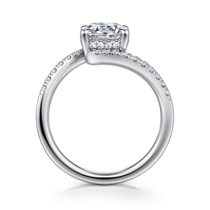 Leina - 14K White Gold Round Hidden Halo Diamond Engagement Ring
