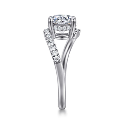 Leina - 14K White Gold Round Hidden Halo Diamond Engagement Ring