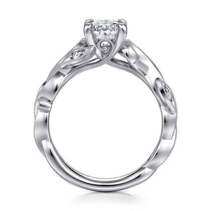 Lena - 14K White Gold Floral Oval Diamond Engagement Ring