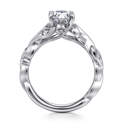 Lena - 14K White Gold Floral Pear Shape Diamond Engagement Ring