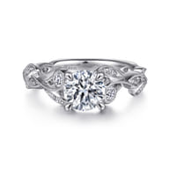 Lena - Platinum Floral Round Diamond Engagement Ring