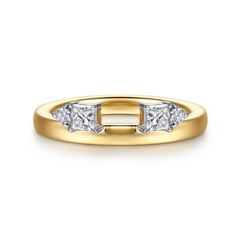 Enhancer Wedding Ring in 14k Yellow Gold with Princess Cut Natural Diamond at Gabriel & Co. - Shot 1