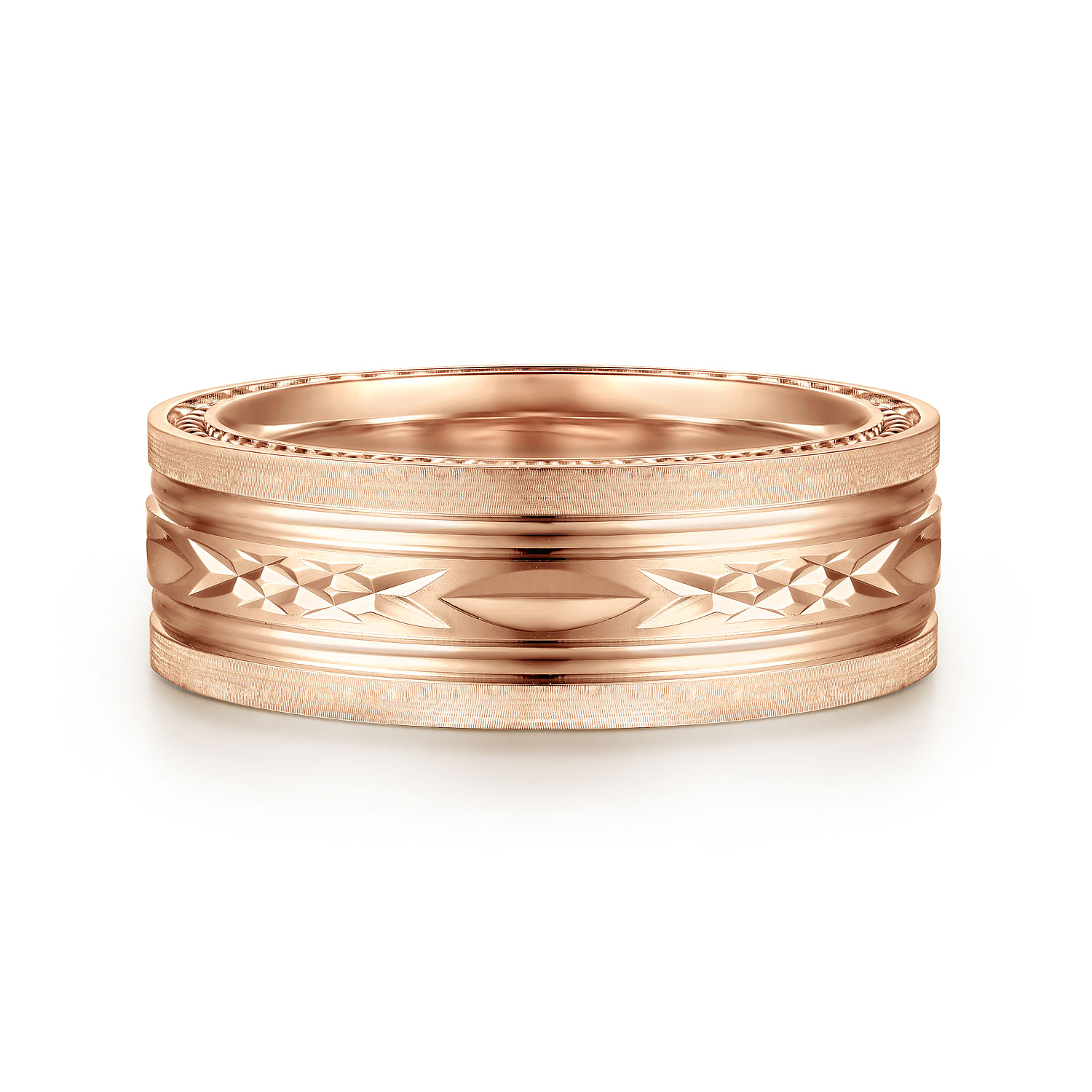 Leo - 14K Rose Gold 8mm Mens Wedding Band in Satin Finish