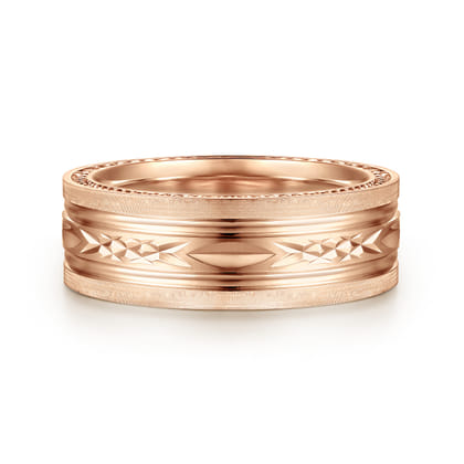Leo - 14K Rose Gold 8mm Mens Wedding Band in Satin Finish