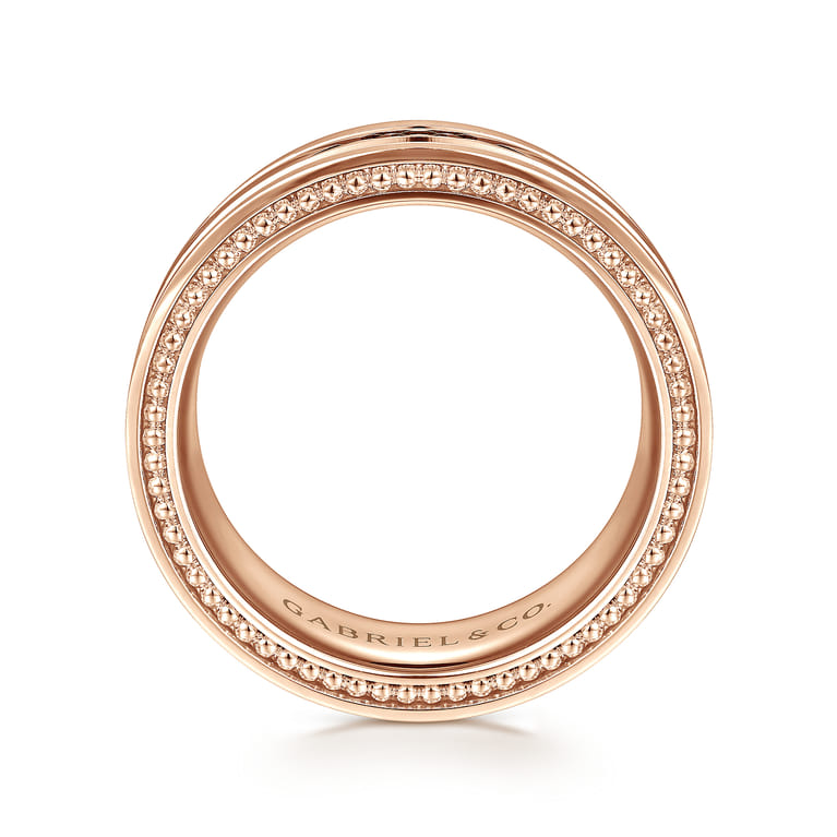 Leo - 14K Rose Gold 8mm Mens Wedding Band in Satin Finish - Shot 2
