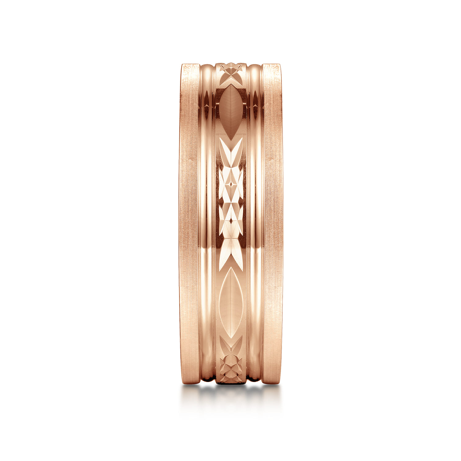 Leo - 14K Rose Gold 8mm Mens Wedding Band in Satin Finish - Shot 4