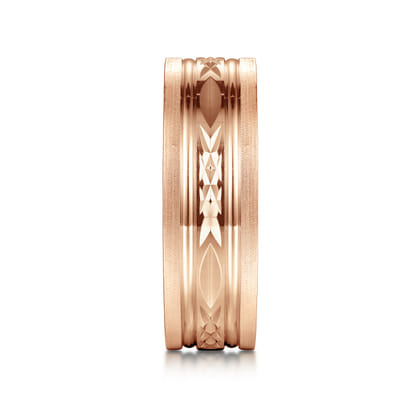 Leo - 14K Rose Gold 8mm Mens Wedding Band in Satin Finish