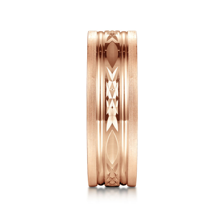 Leo - 14K Rose Gold 8mm Mens Wedding Band in Satin Finish