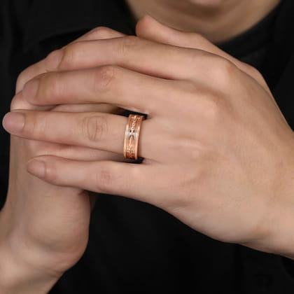 Leo - 14K Rose Gold 8mm Mens Wedding Band in Satin Finish