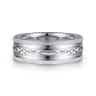 Leo - 14K White Gold 8mm - Carved Men's Wedding Band in Satin Finish