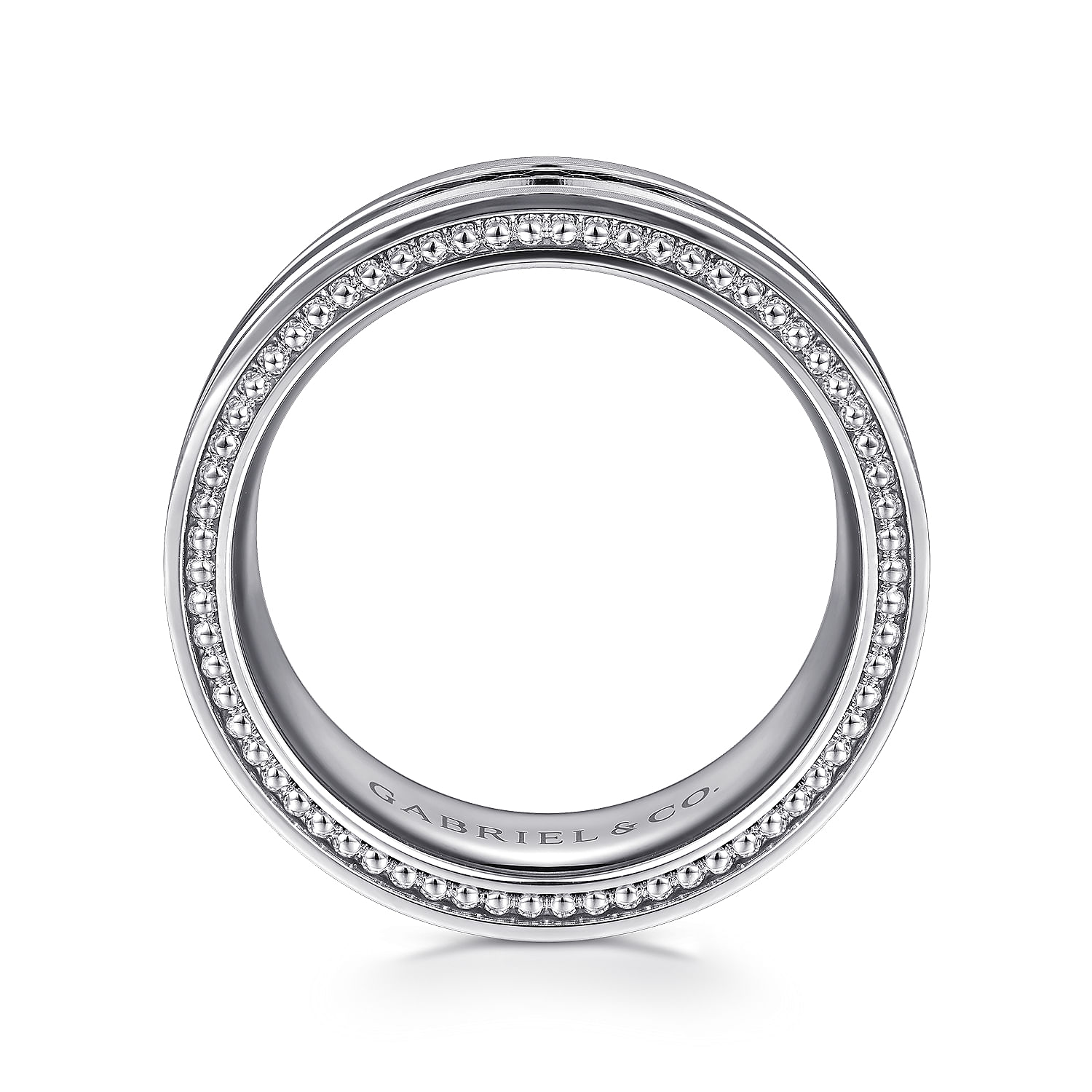 Leo - 14K White Gold 8mm - Carved Men's Wedding Band in Satin Finish
