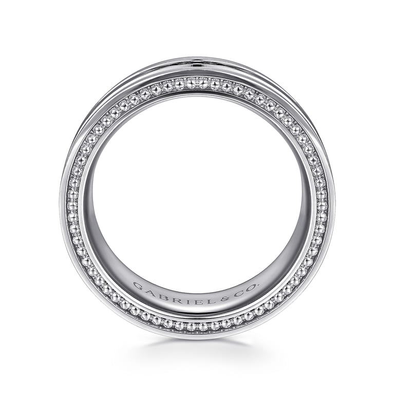 Leo - 14K White Gold 8mm - Carved Men's Wedding Band in Satin Finish - Shot 2