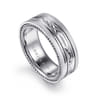 Leo - 14K White Gold 8mm - Carved Men's Wedding Band in Satin Finish