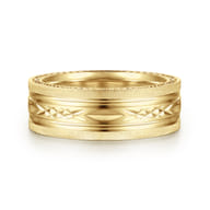 Leo - 14K Yellow Gold 8mm Mens Wedding Band in Satin Finish