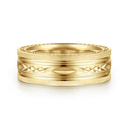 Leo - 14K Yellow Gold 8mm Mens Wedding Band in Satin Finish