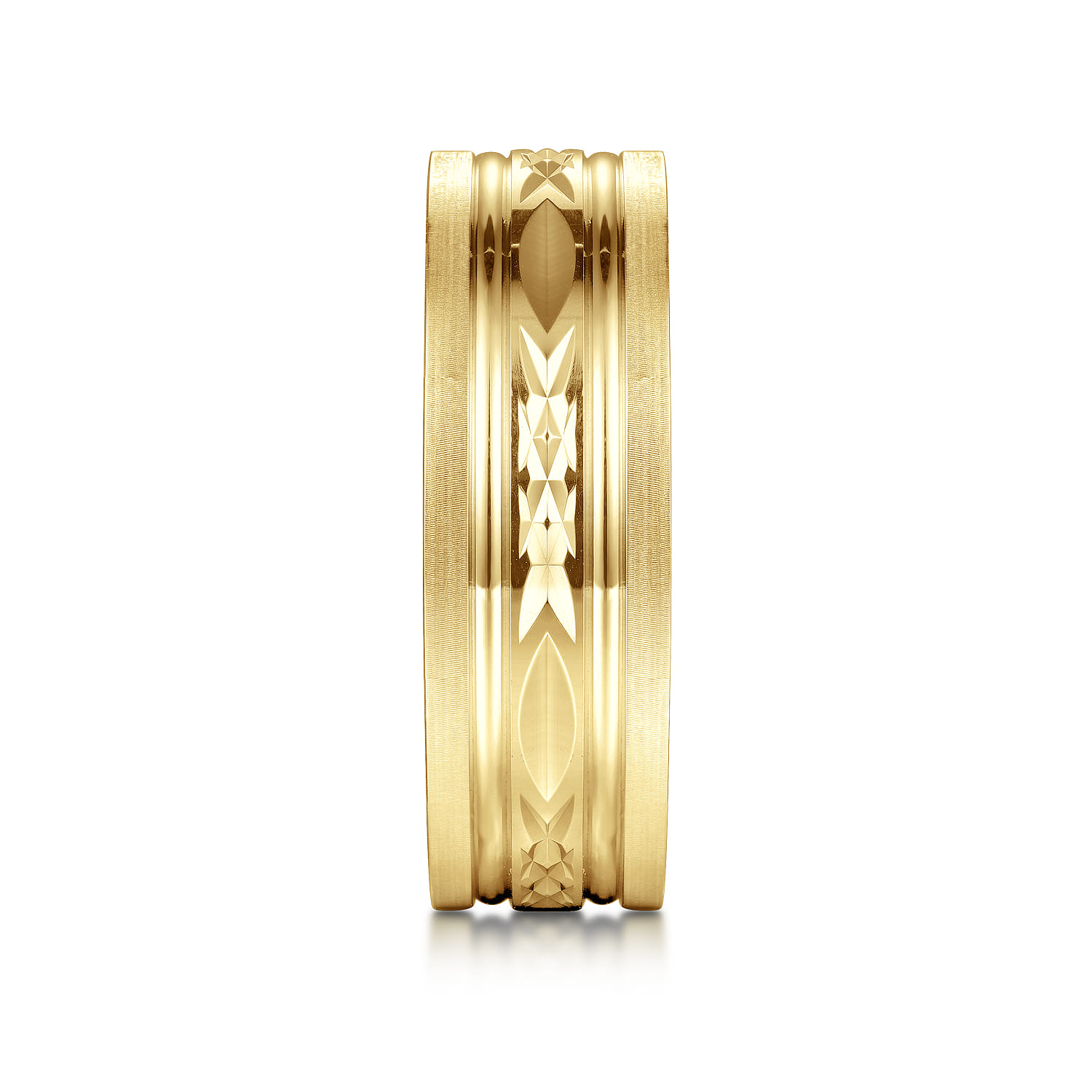 Leo - 14K Yellow Gold 8mm Mens Wedding Band in Satin Finish