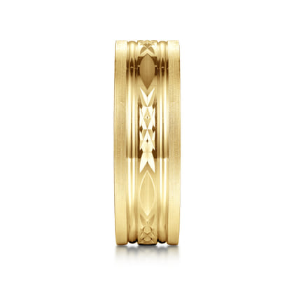 Leo - 14K Yellow Gold 8mm Mens Wedding Band in Satin Finish