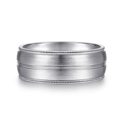 14K White Gold 8mm - Men's Wedding Band in Satin Finish