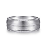 Leonardo - 14K White Gold 8mm - Men's Wedding Band in Satin Finish