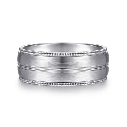 Leonardo - 14K White Gold 8mm - Men's Wedding Band in Satin Finish