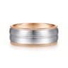 Leonardo - 14K White-Rose Gold 8mm - Men's Wedding Band in Satin Finish
