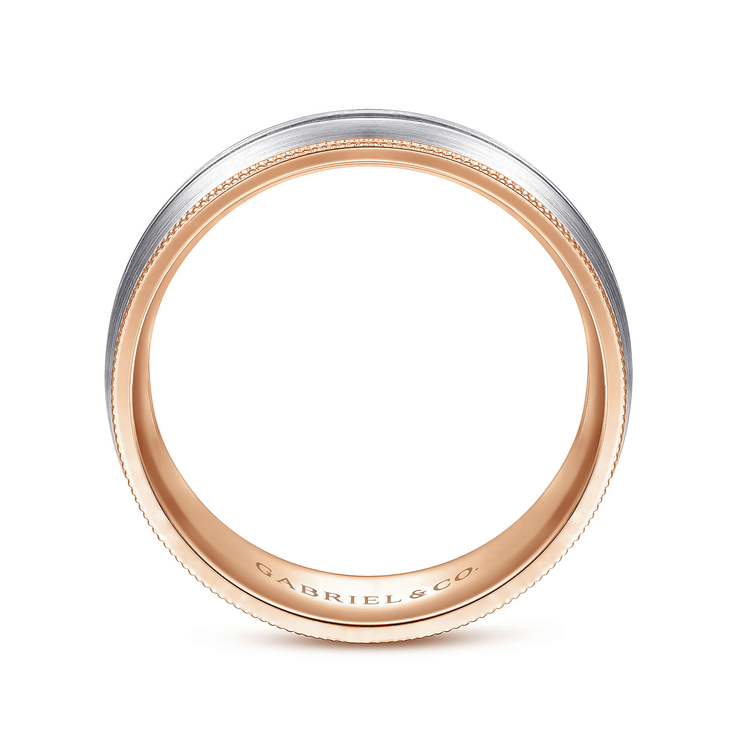 Leonardo - 14K White-Rose Gold 8mm - Men's Wedding Band in Satin Finish