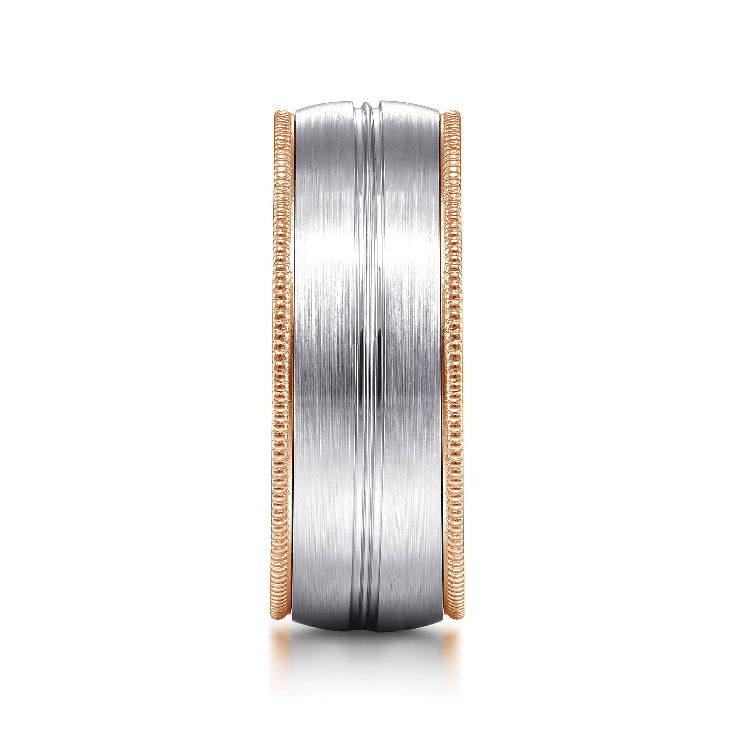 Leonardo - 14K White-Rose Gold 8mm - Men's Wedding Band in Satin Finish
