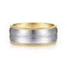 Leonardo - 14K White-Yellow Gold 8mm - Men's Wedding Band in Satin Finish