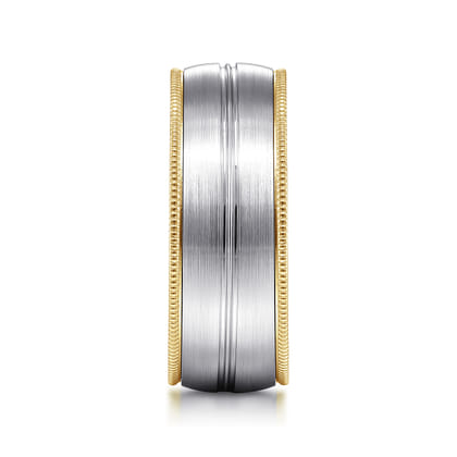 Leonardo - 14K White-Yellow Gold 8mm - Men's Wedding Band in Satin Finish