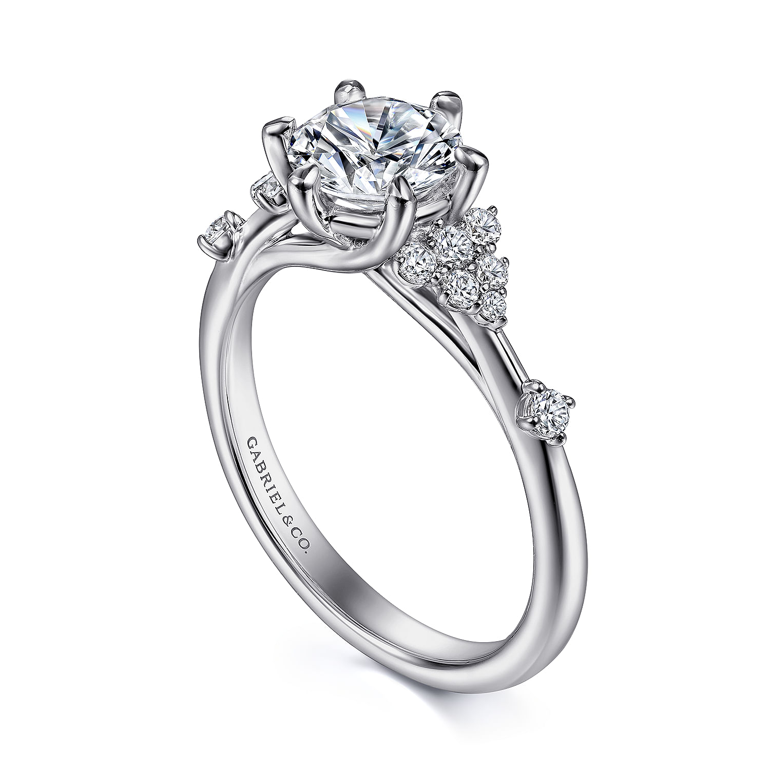 Leonora - 14K White Gold Round Diamond Engagement Ring - 0.23 ct - Shot 3
