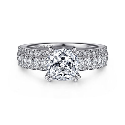 Leta - 18K White Gold Cushion Cut Diamond Engagement Ring
