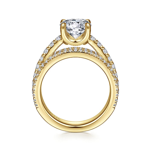 Leta - 18K Yellow Gold Round Diamond Split Shank Engagement Ring - 0.8 ct - Shot 2