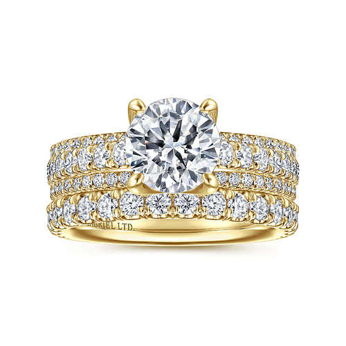 Leta - 18K Yellow Gold Round Diamond Split Shank Engagement Ring - 0.8 ct - Shot 4