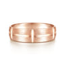Levi - 14K Rose Gold 6mm - Carved Station Men's Wedding Band in Satin Finish