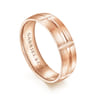 Levi - 14K Rose Gold 6mm - Carved Station Men's Wedding Band in Satin Finish