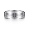 Levi - 14K White Gold 6mm - Carved Station Men's Wedding Band in Satin Finish