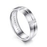 Levi - 14K White Gold 6mm - Carved Station Men's Wedding Band in Satin Finish